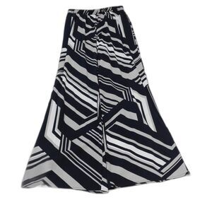 Trendy Woman's Palazzo Pants Size L A'Gaic Geometric Drapey Wide Legs Retro